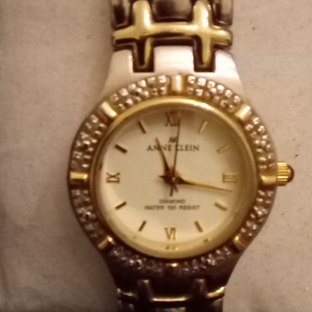 Anne Klein Ladies Two Tone Diamond Embezzled Watch